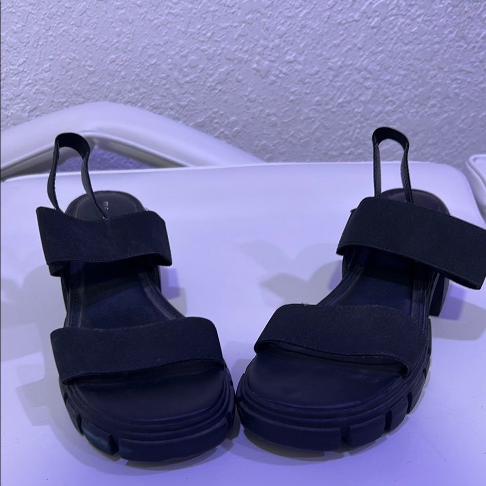 Madden Girl Black Sandals with Strappy Design and Cushioned Footbed